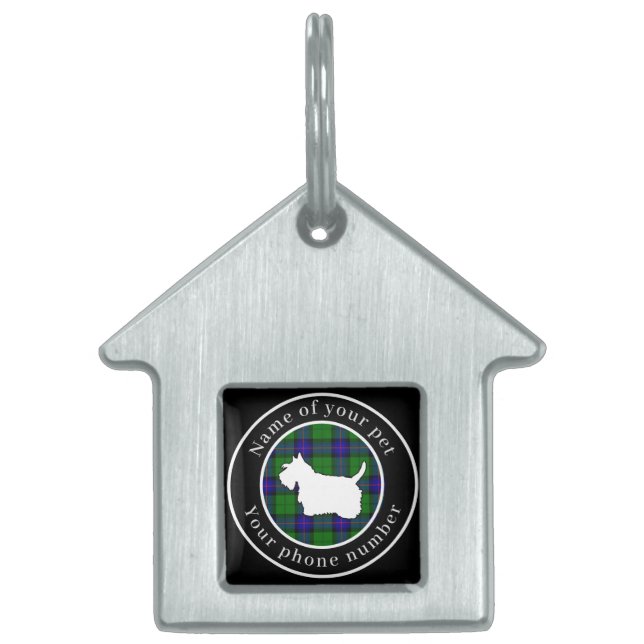 Médaillons Pour Animaux Domestiques Armstrong Tartan Scottie Dog Personnalisé (Devant)