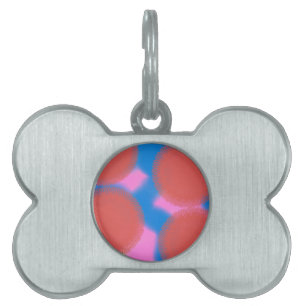 Médaillons Pour Animaux Domestiques art abstrait rouge rose et bleu 56789