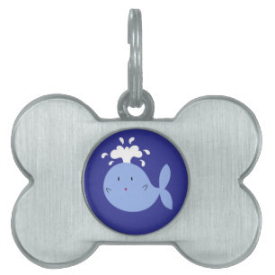 Médaillons Pour Animaux Domestiques Baleine bleue de bande dessinée mignonne