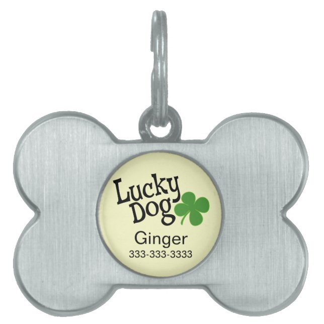 Médaillons Pour Animaux Domestiques balise personnalisable Lucky Dog (Devant)