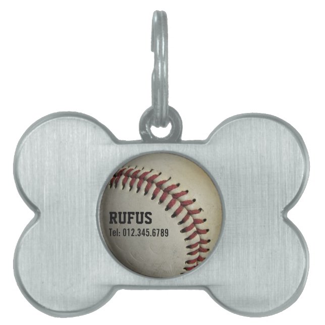Médaillons Pour Animaux Domestiques Balise pour animal de compagnie de base-ball (Devant)