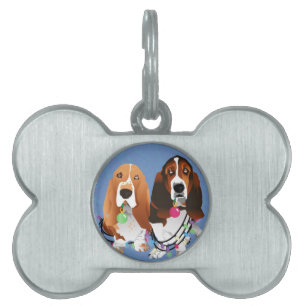 Médaillons Pour Animaux Domestiques Basset Hound Peace Love Joie Noël Design