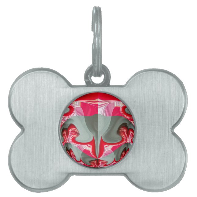 Médaillons Pour Animaux Domestiques Beau motif géométrique gris cendré rouge ART (Devant)