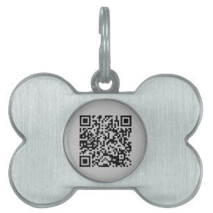 Médaillons Pour Animaux Domestiques Bone gris mignon en forme de QR Code Chien Numéro 