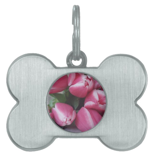 Médaillons Pour Animaux Domestiques Bouquet de Pink Tulips, Flowers (Devant)