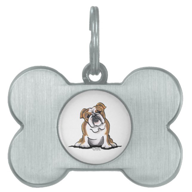 Médaillons Pour Animaux Domestiques Brown en blanc anglais Bulldog Sit Joty (Devant)