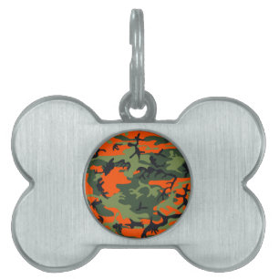 Médaillons Pour Animaux Domestiques Camouflage orange et vert, Militaire, Armée