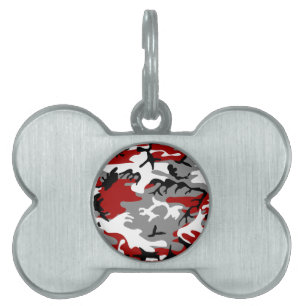 Médaillons Pour Animaux Domestiques Camouflage rouge et gris, Militaire, Armée