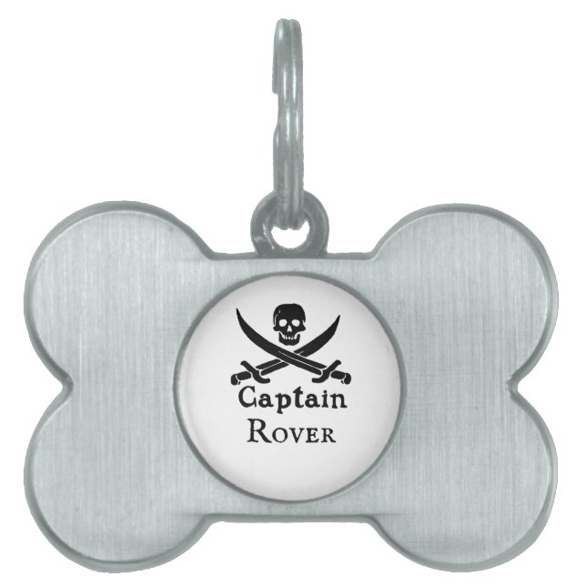 Médaillons Pour Animaux Domestiques Capitaine Pirate Personnalisé (Devant)
