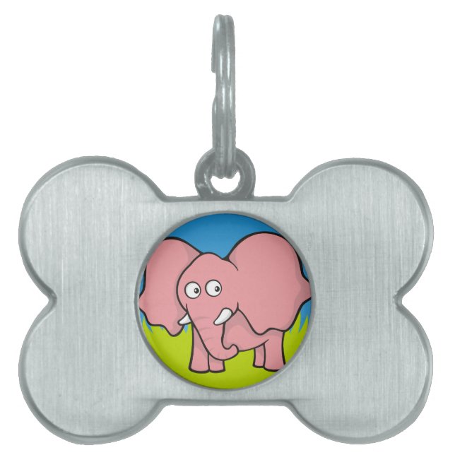 Médaillons Pour Animaux Domestiques Caricature d'éléphant rose (Devant)