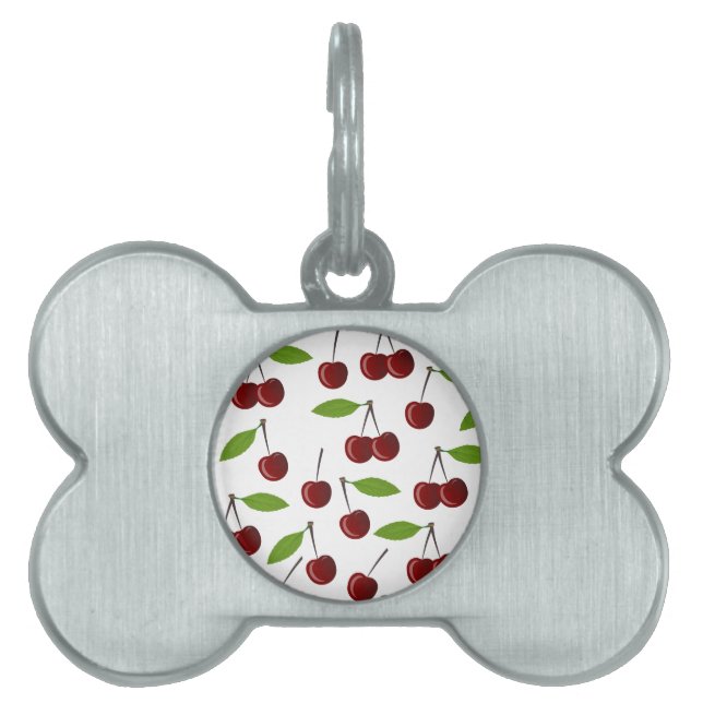 Médaillons Pour Animaux Domestiques Cerise Rouge, Motif De Cerises, Feuilles, Fruits (Devant)
