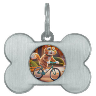 Médaillons Pour Animaux Domestiques Chat à vélo