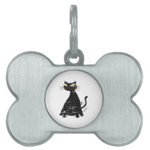 Médaillons Pour Animaux Domestiques Chat gras noir désossé