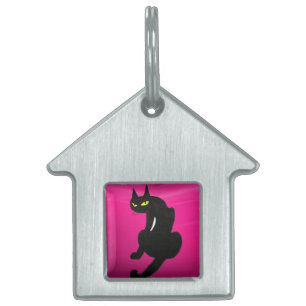 Médaillons Pour Animaux Domestiques CHAT NOIR, Améthyste Fuchsia rose