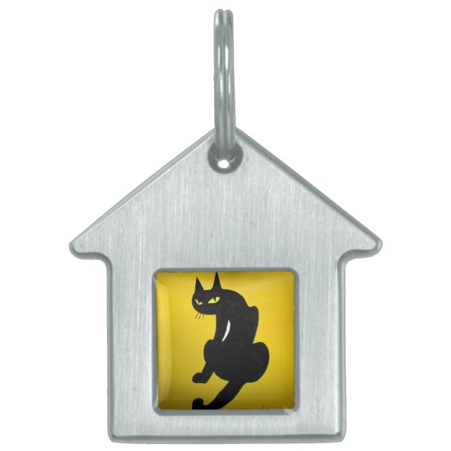 Médaillons Pour Animaux Domestiques CHAT NOIR, topaz jaune (Devant)