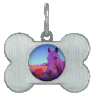Médaillons Pour Animaux Domestiques Cheval Brown et Coeur Rouge
