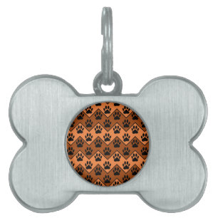 Médaillons Pour Animaux Domestiques Chevron orange et marron avec motif de patte de ch