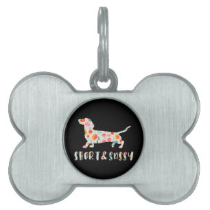 Médaillons Pour Animaux Domestiques Chien à fleurs court et sassy Dachshund