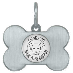 Médaillons Pour Animaux Domestiques Chien aveugle de dessin animé minimaliste noir et 
