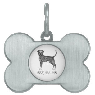 Médaillons Pour Animaux Domestiques Chien Boxer en noir et blanc & numéro de téléphone