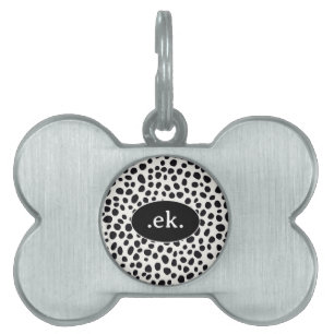 Médaillons Pour Animaux Domestiques Chien dalmate Abstrait Motif Monogramme noir