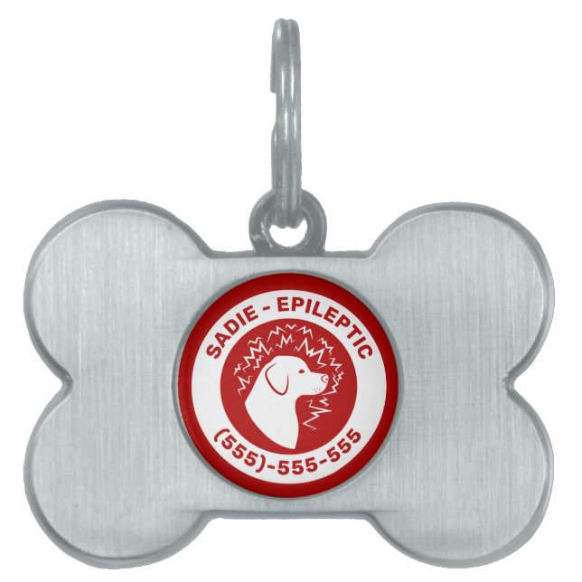 Médaillons Pour Animaux Domestiques Chien épileptique blanc sur Red Epilepsy Alerte &  (Devant)