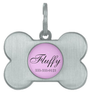 Médaillons Pour Animaux Domestiques Chien rose I.D. Étiquette