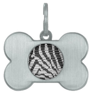 Médaillons Pour Animaux Domestiques Code binaire Zebra noir et blanc
