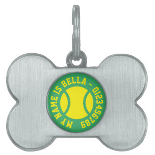 Médaillons Pour Animaux Domestiques Collier en métal en os avec logo balle de tennis