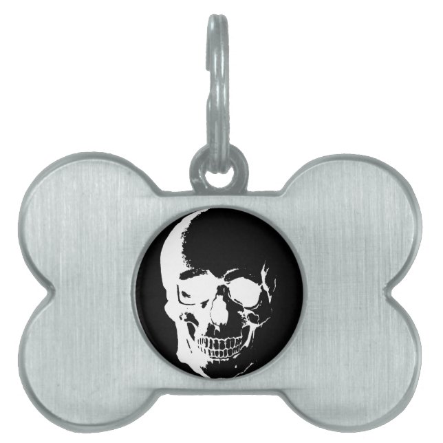 Médaillons Pour Animaux Domestiques Crâne noir et blanc (Devant)