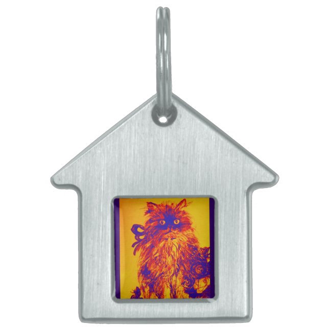 Médaillons Pour Animaux Domestiques CUISINE AVEC ROSES, Bleu, Orange Jaune (Devant)