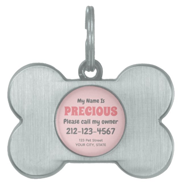 Médaillons Pour Animaux Domestiques Cute Retro Blush Rose Girl Chien Personnalisé (Devant)