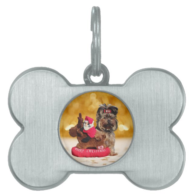 Médaillons Pour Animaux Domestiques Cute Yorkshire Terrier Joyeux Noël (Devant)
