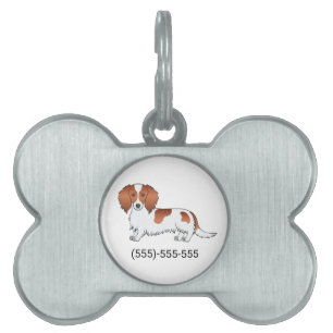 Médaillons Pour Animaux Domestiques Dachshund à poil long pied rouge dessin animé chie