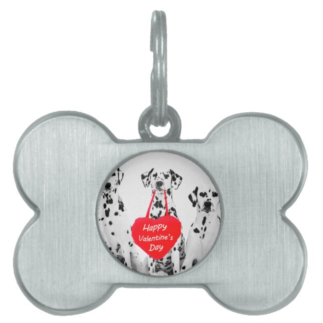 Médaillons Pour Animaux Domestiques Dalmatiens Heureuse Sainte-Valentin de coeur de ch (Devant)