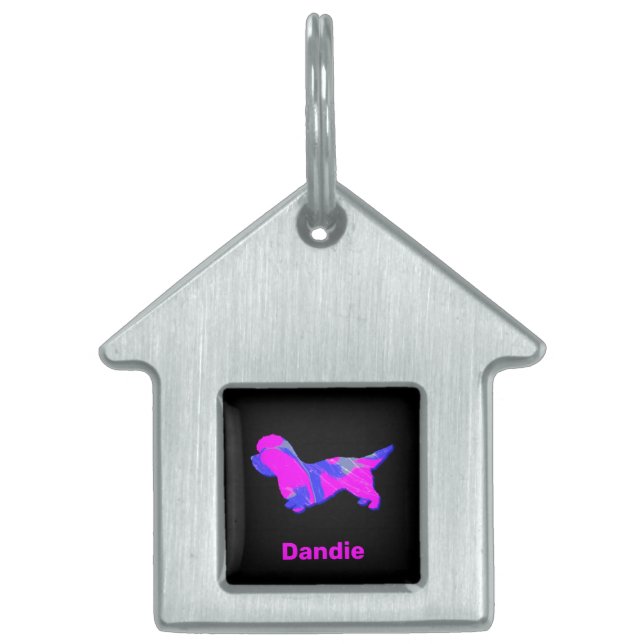 Médaillons Pour Animaux Domestiques Dandie Dinmont Terrier Crazy Hot rose et bleu (Devant)