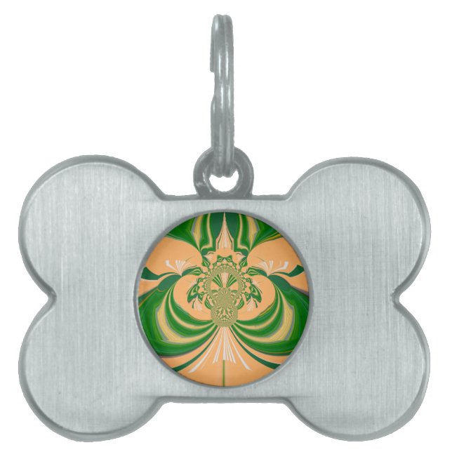 Médaillons Pour Animaux Domestiques Design vert jaune. (Devant)