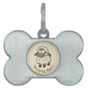 Médaillons Pour Animaux Domestiques Dessin en mouton beige