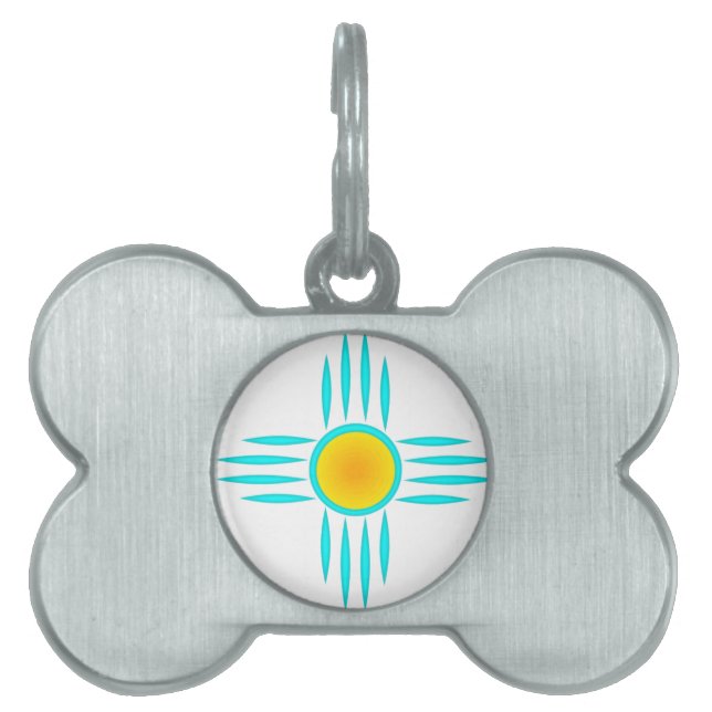 Médaillons Pour Animaux Domestiques Dieu Soleil Turquoise (Devant)