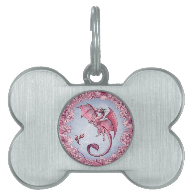 Médaillons Pour Animaux Domestiques Dragon rose du printemps Nature Imaginaire Art (Devant)