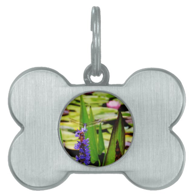 Médaillons Pour Animaux Domestiques Dragonfly lotus and purple flower (Devant)