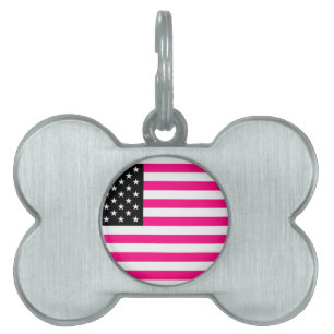 Médaillons Pour Animaux Domestiques drapeau américain rose
