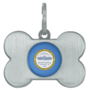 Médaillons Pour Animaux Domestiques Drapeau de Boston, Massachusetts Pet Tag
