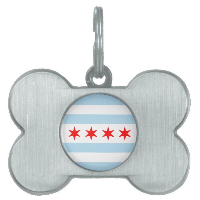 Médaillons Pour Animaux Domestiques Drapeau de Chicago, Illinois Pet ID balise (Devant)