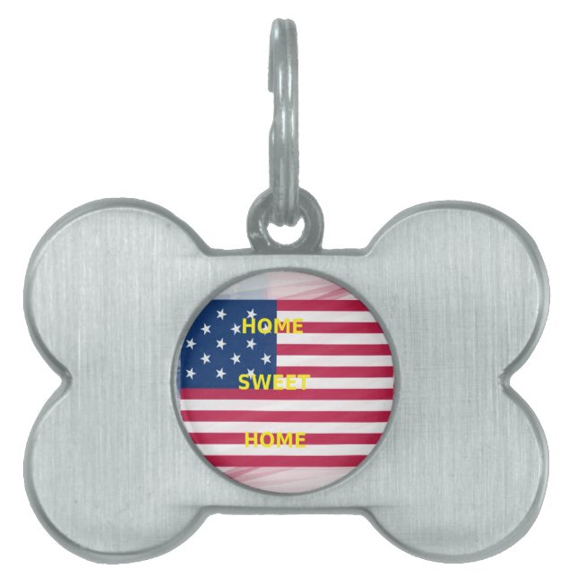 Médaillons Pour Animaux Domestiques Drapeau USA "Home Sweet Home" Art Imprimer (Devant)