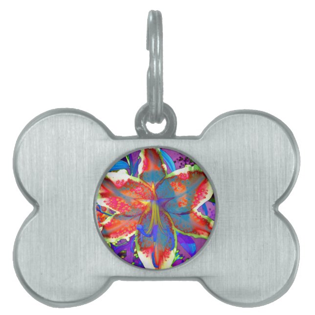 Médaillons Pour Animaux Domestiques Élégante fleur rouge rétro abstraite (Devant)