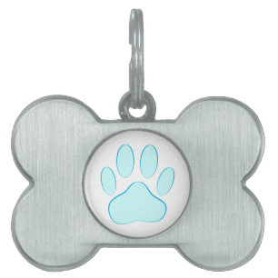 Médaillons Pour Animaux Domestiques Empreinte de chien bleu bébé