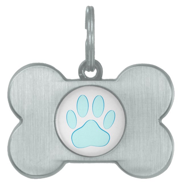 Médaillons Pour Animaux Domestiques Empreinte de chien bleu bébé (Devant)