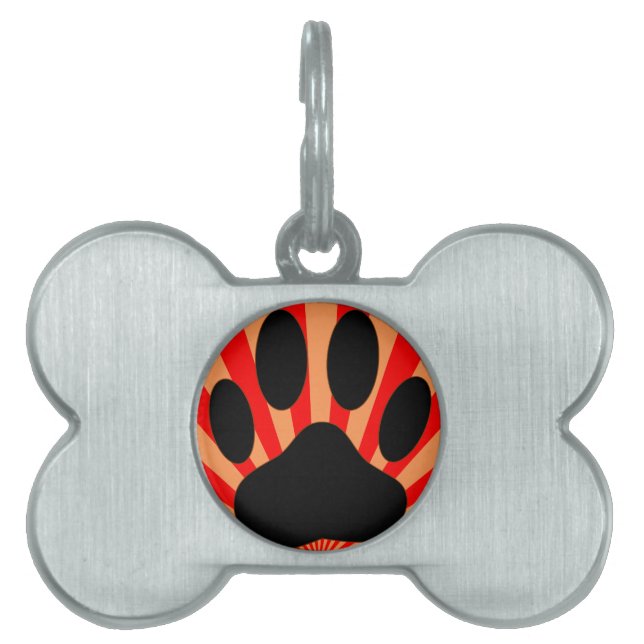 Médaillons Pour Animaux Domestiques Empreinte de patte de chien radiant (Devant)