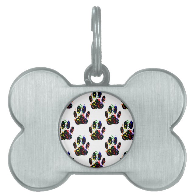 Médaillons Pour Animaux Domestiques Empreintes de pattes Confetti Et Motif Party Strea (Devant)